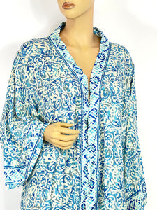 New Silk Sari Long Kimono (Plus Size)