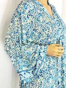 New Silk Sari Long Kimono (Plus Size)