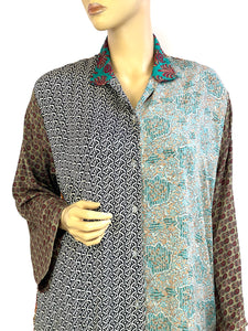 Vintage Silk Sari Long Shirt
