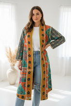 Load image into Gallery viewer, Vintage Sari Kantha Jacket Long
