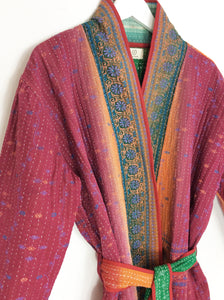 Vintage Sari Kantha Jacket long