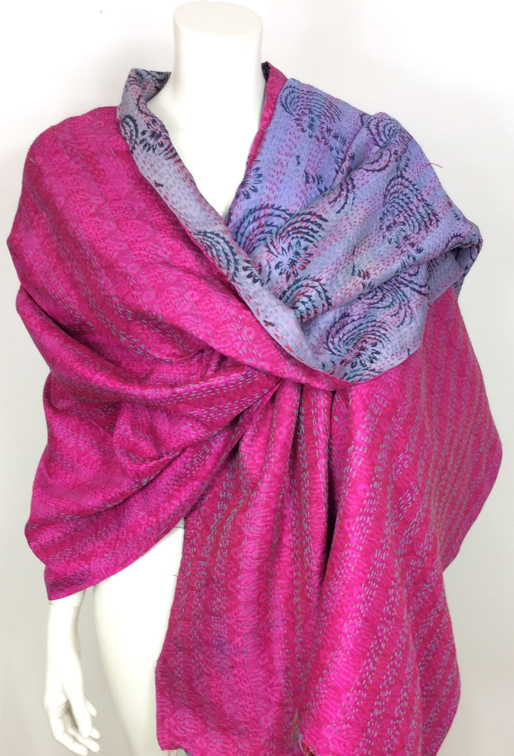 Silk Sari Kantha Shawl