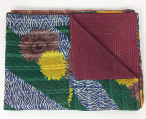 Vintage Sari Kantha Quilt