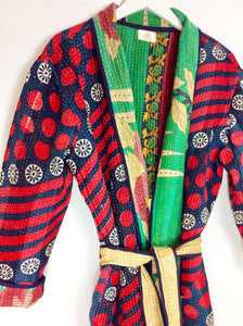 Vintage Sari Kantha Jacket Long