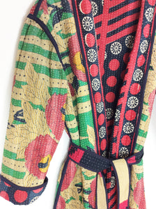 Vintage Sari Kantha Jacket Long