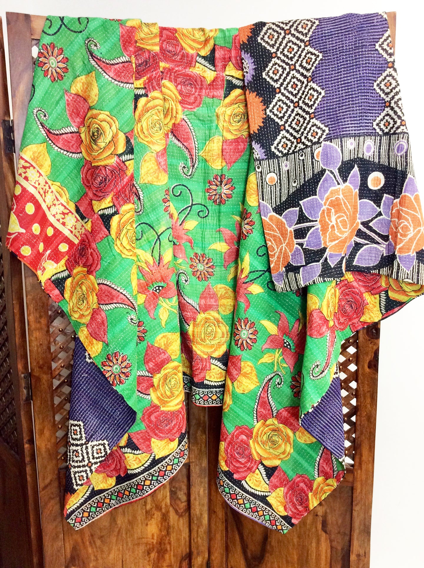 Vintage Sari Kantha Quilt