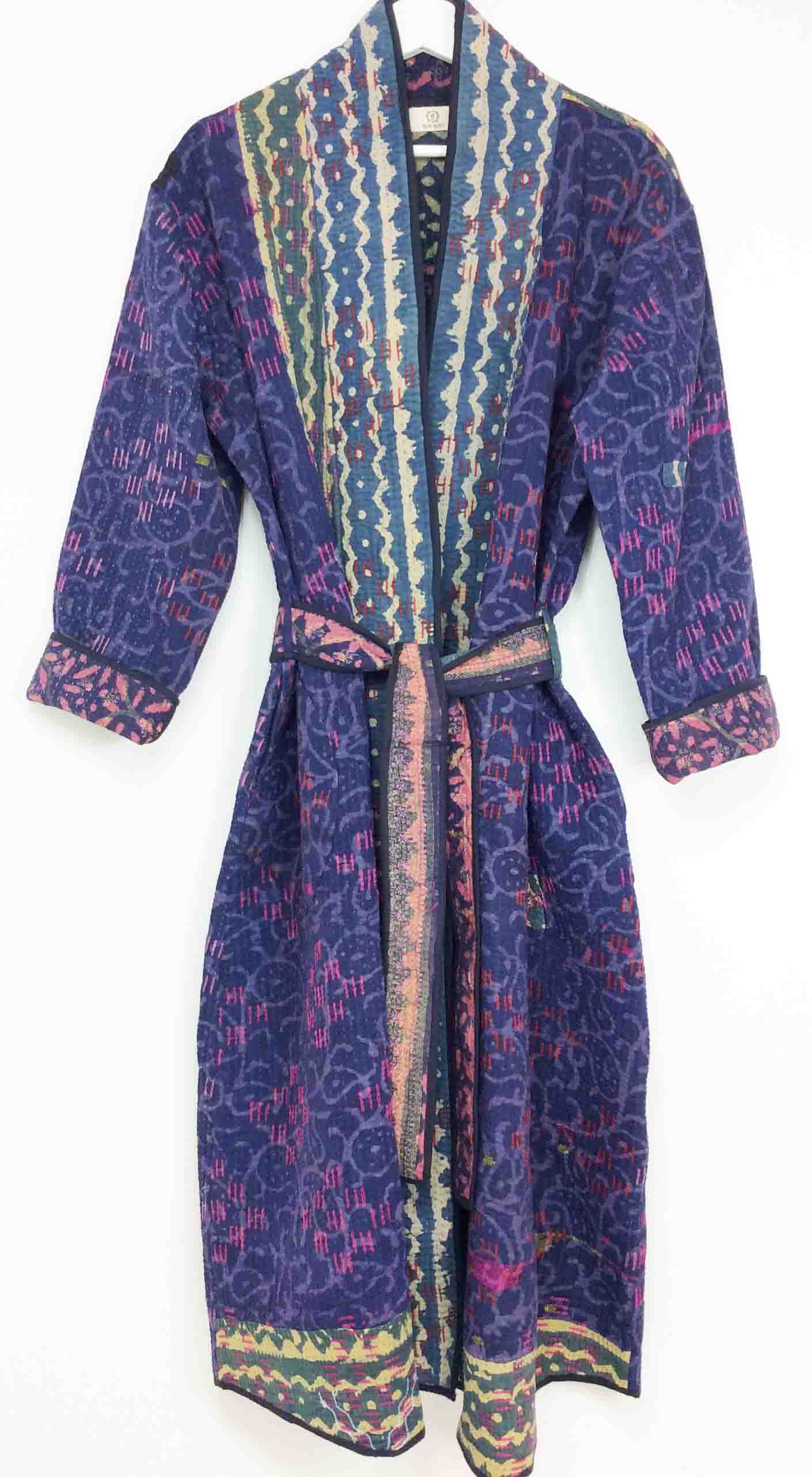 Vintage Sari Kantha Jacket Long