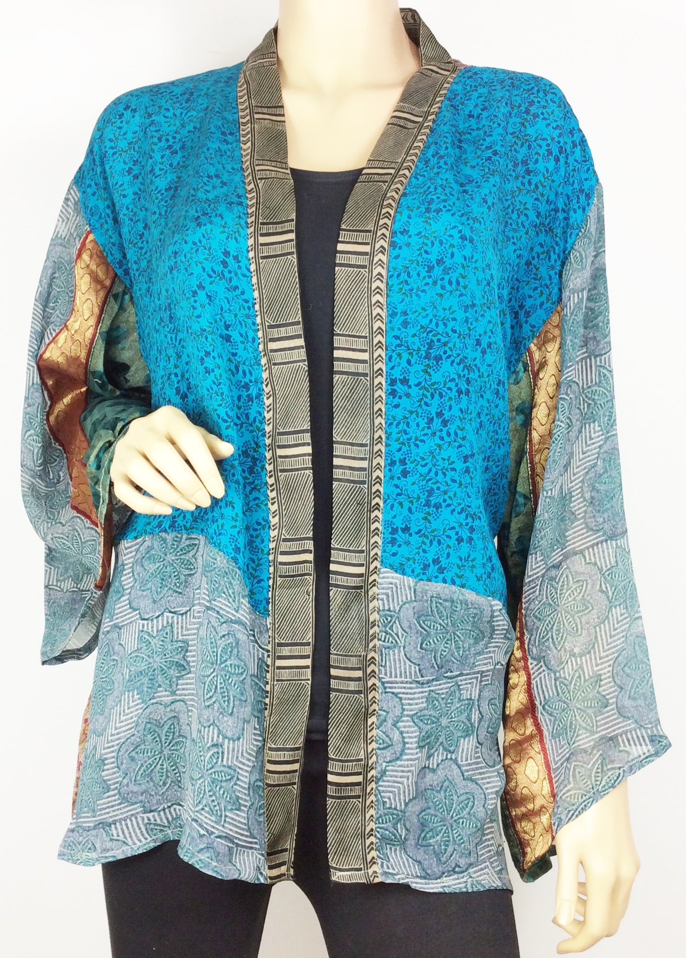 Vintage Silk Sari Kimono Short