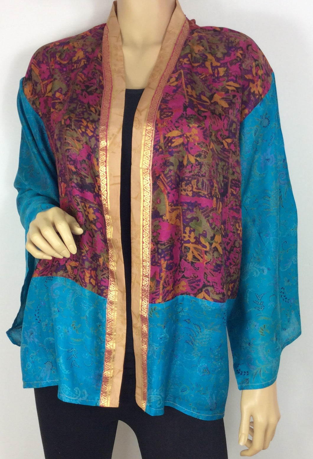 Vintage Silk Sari Kimono Short