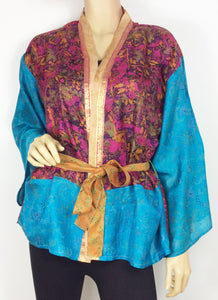 Vintage Silk Sari Kimono Short