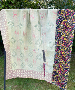 Vintage Sari Kantha Quilt