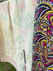 Vintage Sari Kantha Quilt