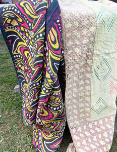 Vintage Sari Kantha Quilt