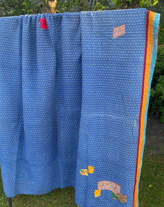 Vintage Sari Kantha Quilt