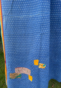 Vintage Sari Kantha Quilt