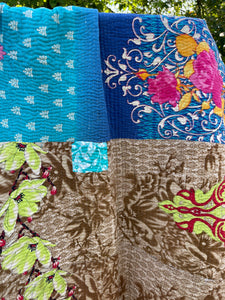 Vintage Sari Kantha Quilt