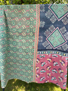 Vintage Sari Kantha Quilt