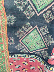 Vintage Sari Kantha Quilt