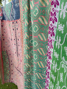 Vintage Sari Kantha Quilt