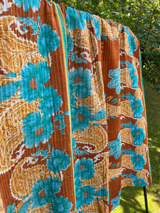 Vintage Sari Kantha Quilt