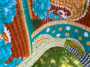 Vintage Sari Kantha Quilt