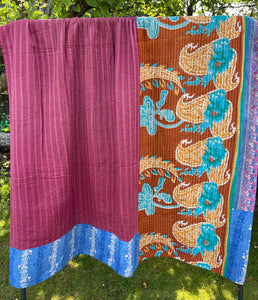 Vintage Sari Kantha Quilt