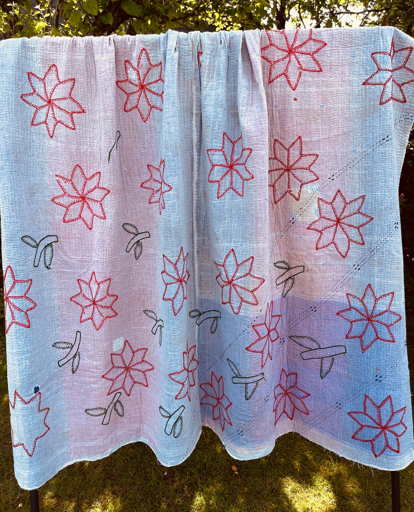 Vintage Sari Kantha Quilt