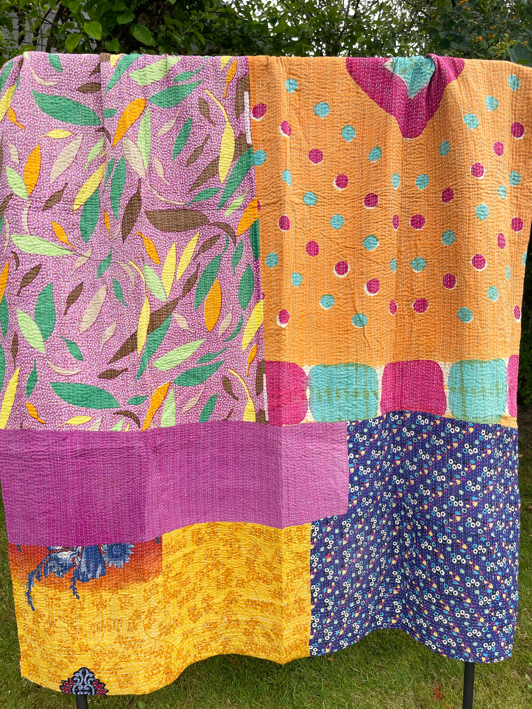 Vintage Sari Kantha Quilt