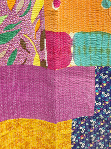 Vintage Sari Kantha Quilt