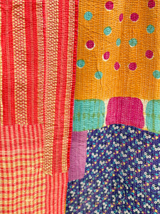 Vintage Sari Kantha Quilt