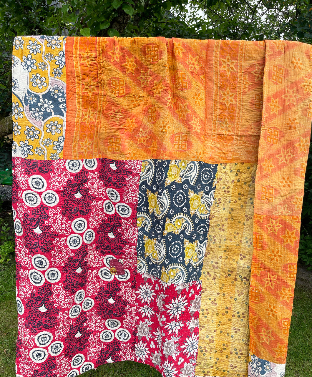 Vintage Sari Kantha Quilt