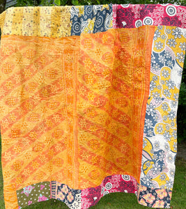 Vintage Sari Kantha Quilt