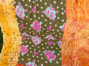 Vintage Sari Kantha Quilt