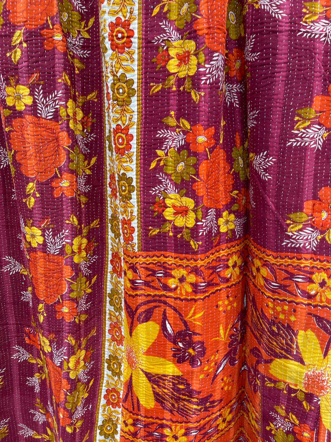 Vintage Sari Kantha Quilt