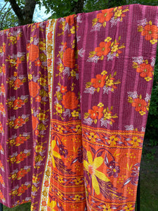 Vintage Sari Kantha Quilt