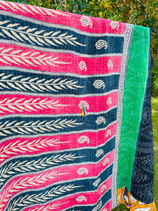 Vintage Sari Kantha Quilt