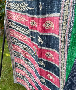 Vintage Sari Kantha Quilt