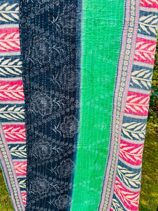 Vintage Sari Kantha Quilt