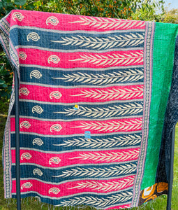 Vintage Sari Kantha Quilt