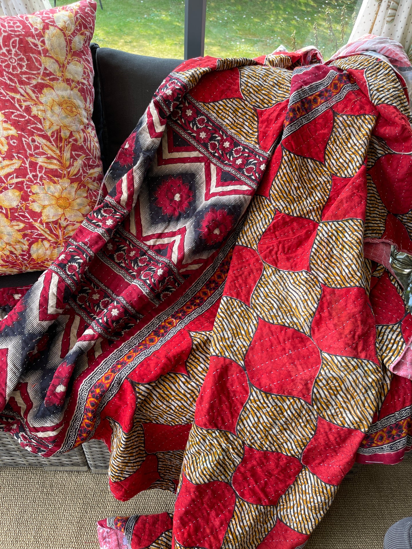 Vintage Sari Kantha Quilt