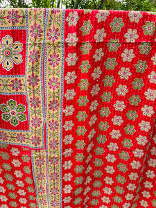 Vintage Sari Kantha Quilt