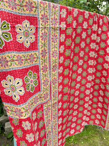 Vintage Sari Kantha Quilt