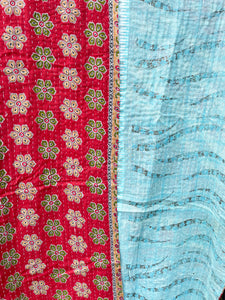 Vintage Sari Kantha Quilt