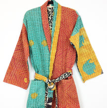 Load image into Gallery viewer, Vintage Sari Kantha Robe/Jacket
