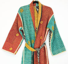 Load image into Gallery viewer, Vintage Sari Kantha Robe/Jacket
