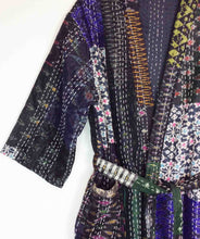 Load image into Gallery viewer, Vintage Silk Sari Patchwork Kantha Robe
