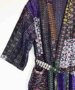 Vintage Silk Sari Patchwork Kantha Robe