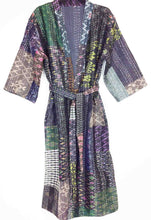 Load image into Gallery viewer, Vintage Silk Sari Patchwork Kantha Robe
