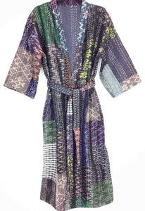 Vintage Silk Sari Patchwork Kantha Robe