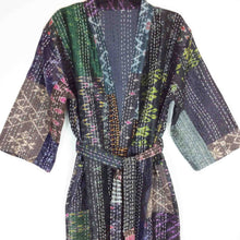 Load image into Gallery viewer, Vintage Silk Sari Patchwork Kantha Robe
